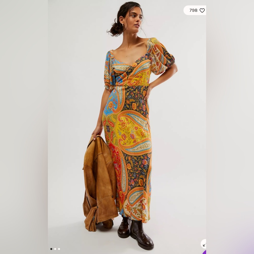 NWT Spell Belladonna Sweetheart Maxi Dress  Size Medium Kaleidoscope UFT/S